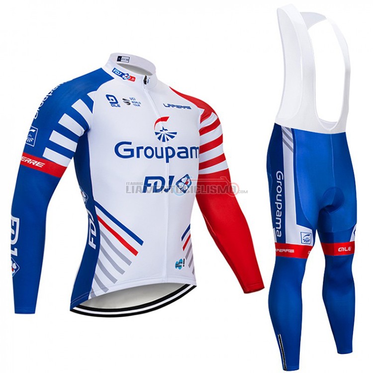 Abbigliamento Ciclismo Groupama FDJ ML 2018 Bianco Blu Rosso